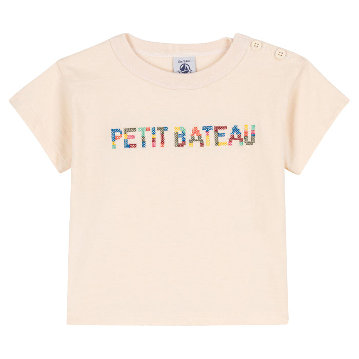 Petit Bateau Baby Embroidered T-shirt Avalanche Cream