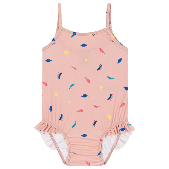 Petit Bateau Baby Swimsuit Saline Pink With Sea Animal Print