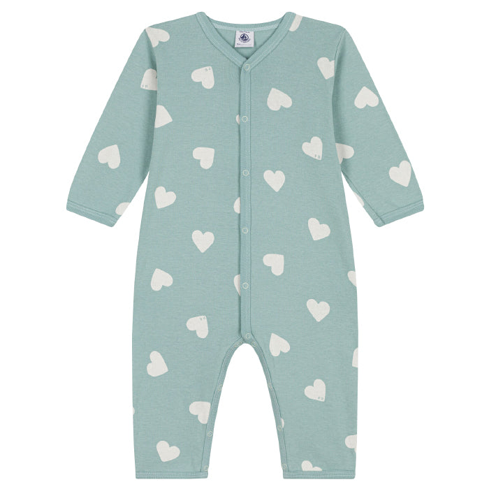Petit Bateau Baby Lasli Pyjamas Paul Green With Heart Print