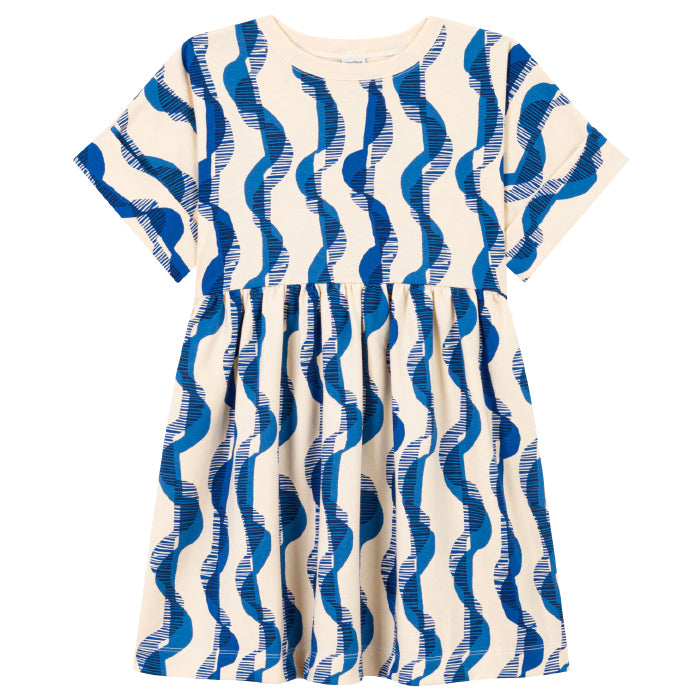 Petit Bateau Child Louma Dress Blue Waves Print