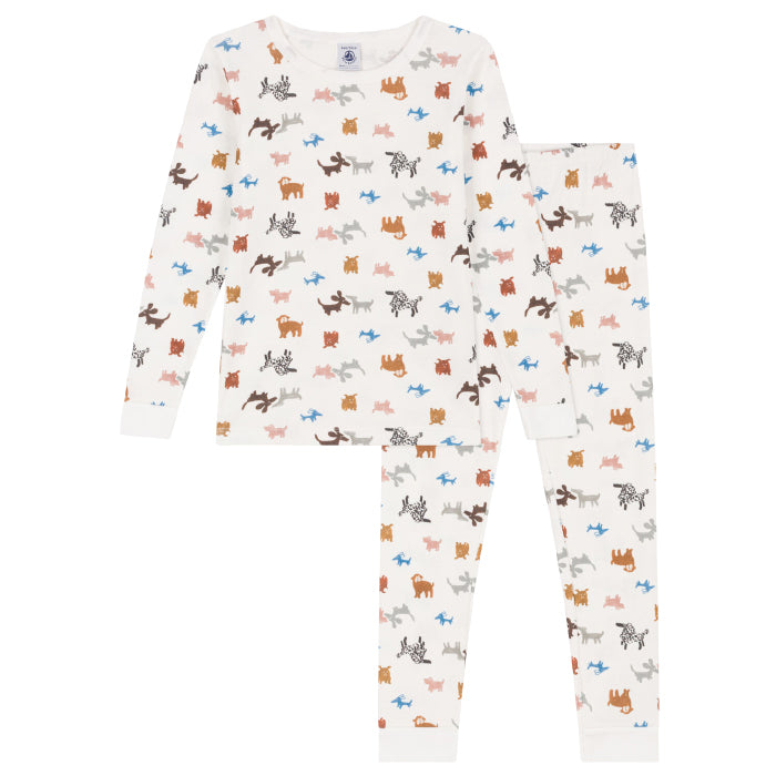 Petit Bateau Child Libro Pyjamas Cream With Dogs Print