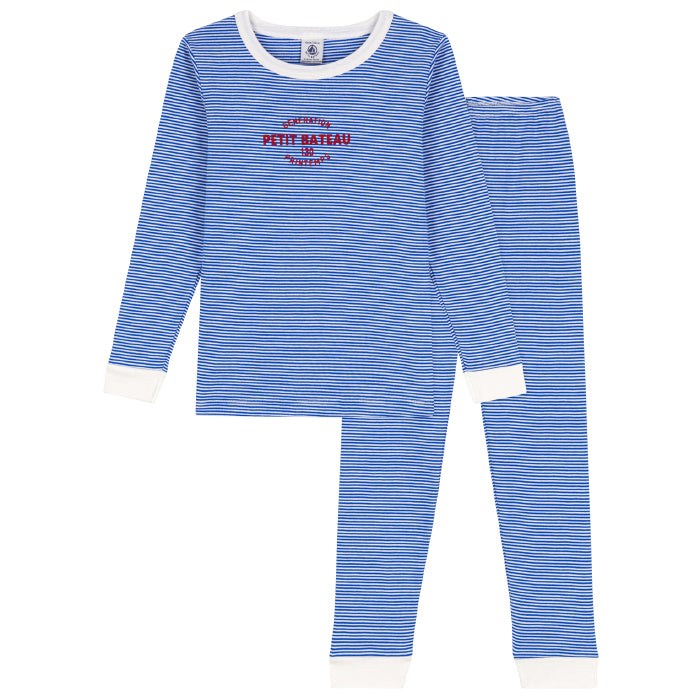 Petit Bateau Child Lift Pyjamas Blue Stripes