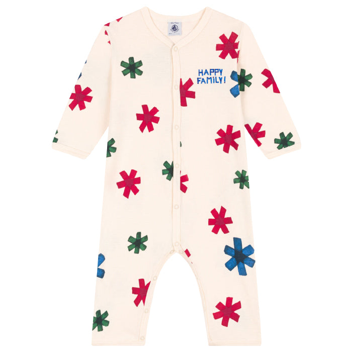 Petit Bateau Baby Lolli Pyjamas Avalanche Cream With Holiday Print