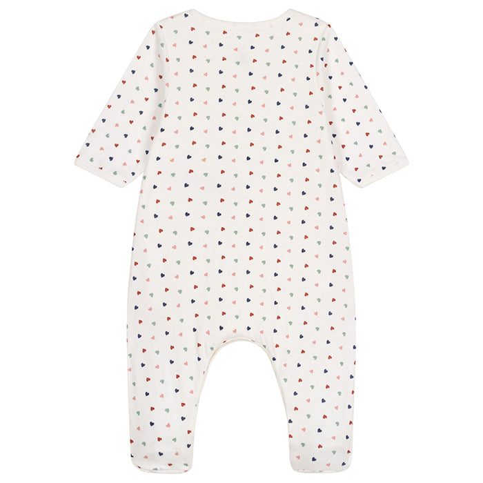 Petit Bateau Baby Bodyjama Pyjamas With Mini Heart Print Marshmallow Cream