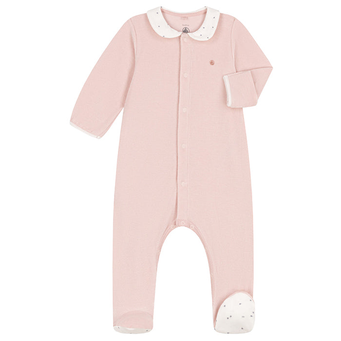 Petit Bateau Baby Velvet Collared Pyjamas With Star Details Saline Pink