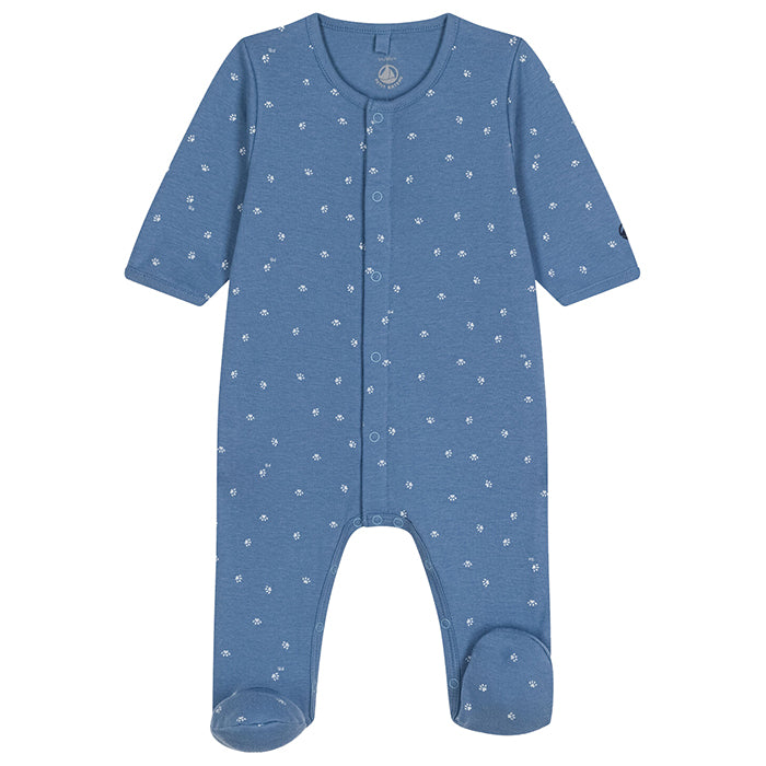 Petit Bateau Baby Pyjamas With Paw Print Blue Beach