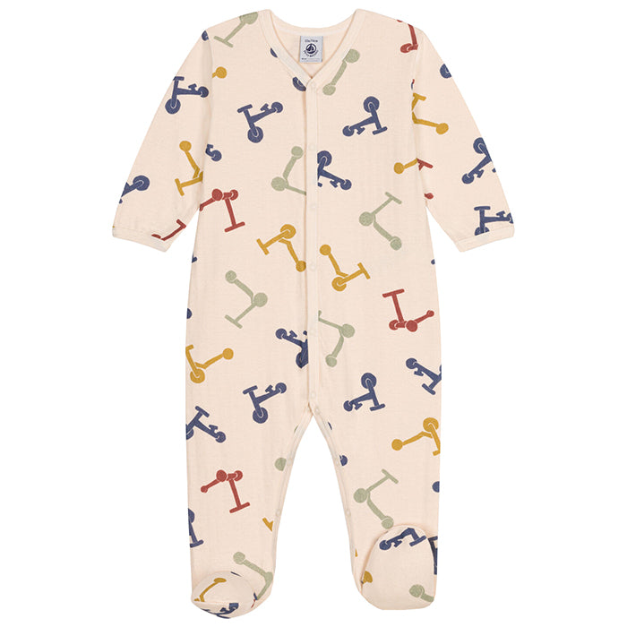 Petit Bateau Baby Pyjamas With Scooter Print Avalanche Cream