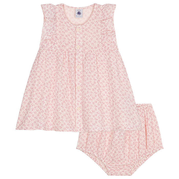 Petit Bateau Baby Dress With Pink Floral Print