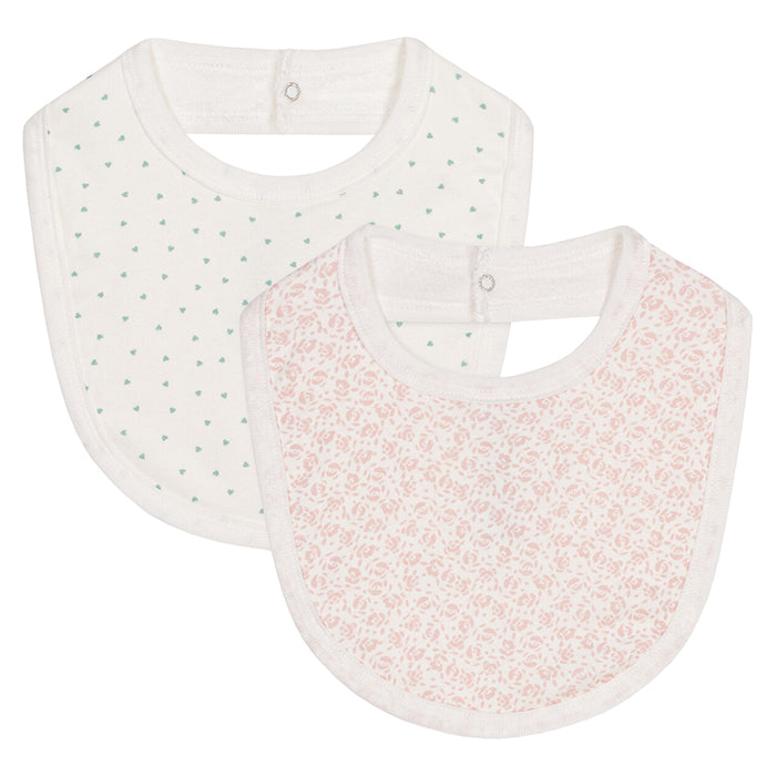 Petit Bateau Baby Set Of Two Bibs With Floral Print White