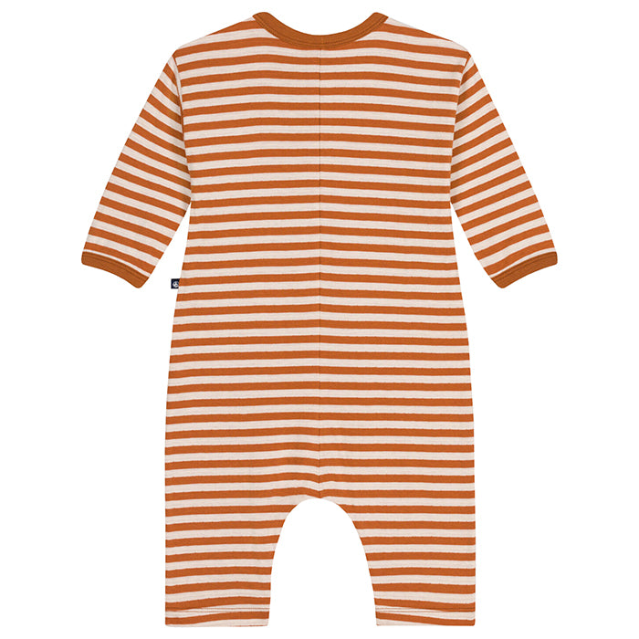Petit Bateau Baby Jumpsuit Squirrel Brown Stripes