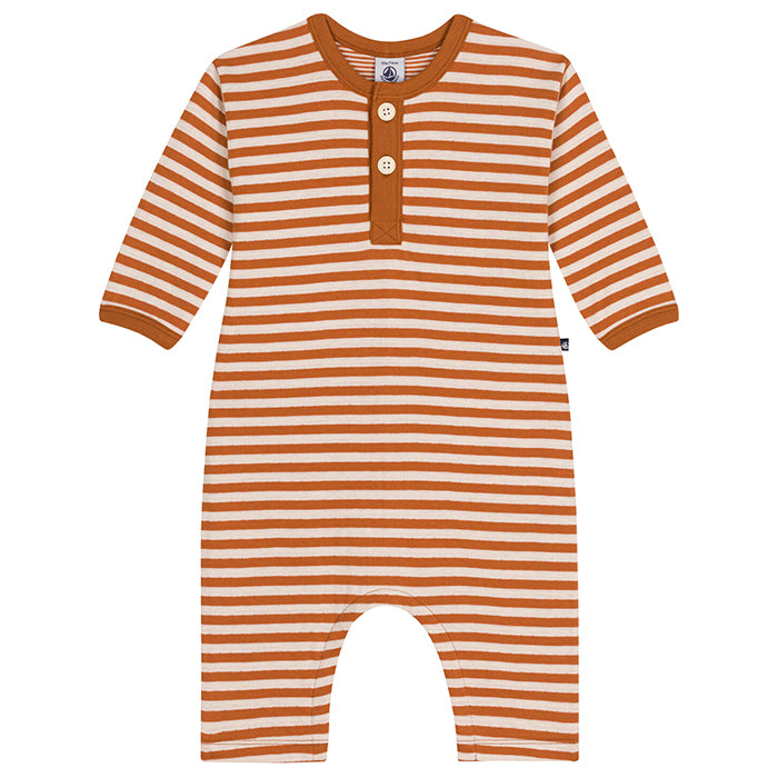 Petit Bateau Baby Jumpsuit Squirrel Brown Stripes