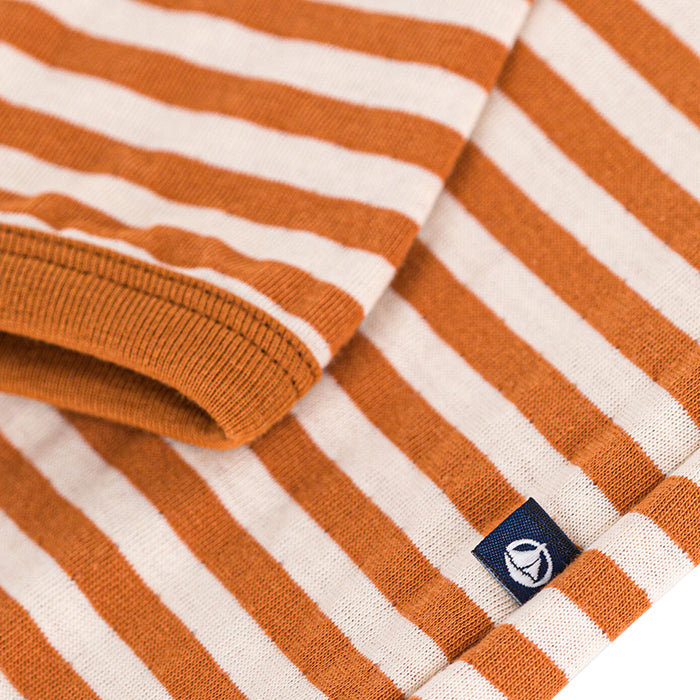 Petit Bateau Baby Jumpsuit Squirrel Brown Stripes