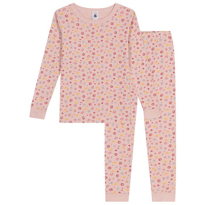 Petit Bateau Child Pyjamas With Floral Print Saline Pink