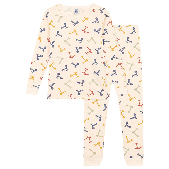 Petit Bateau Child Pyjamas With Scooter Print Avalanche Cream