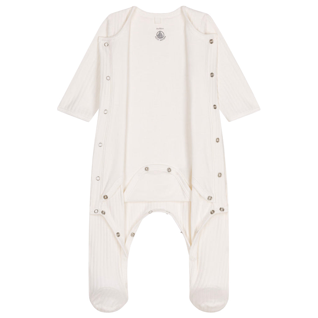 Petit Bateau Baby Velour Bodyjama Pyjamas Marshmallow White