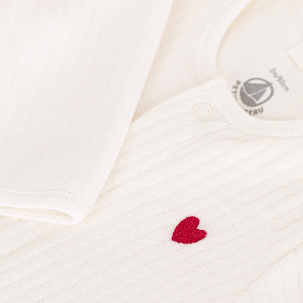 Petit Bateau Baby Velour Bodyjama Pyjamas Marshmallow White