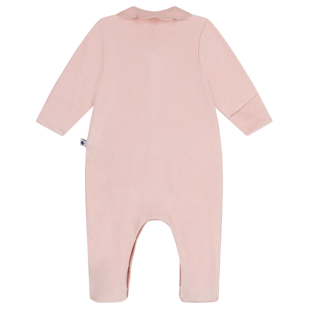 Petit Bateau Baby Velour Collared Pyjamas Saline Pink