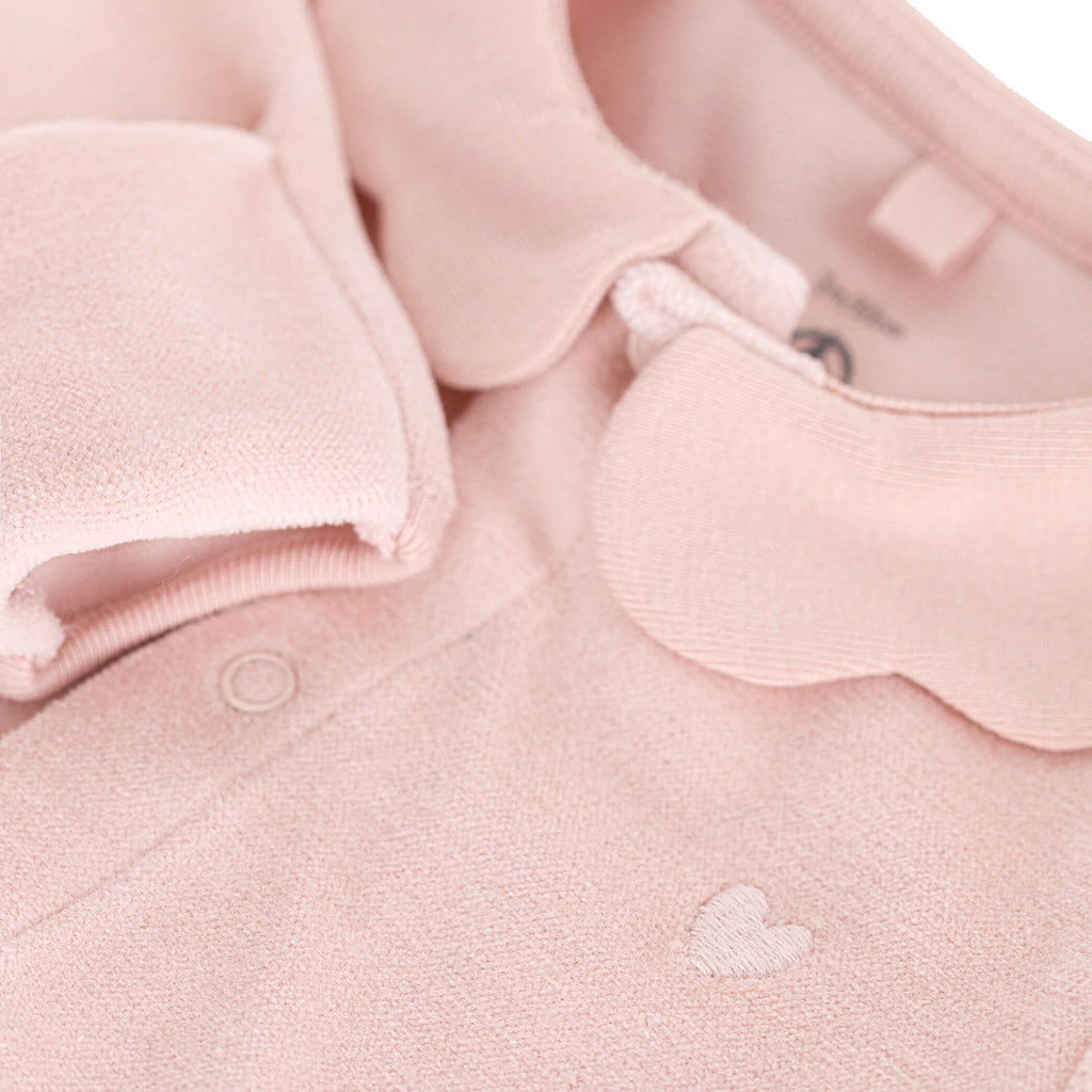 Petit Bateau Baby Velour Collared Pyjamas Saline Pink