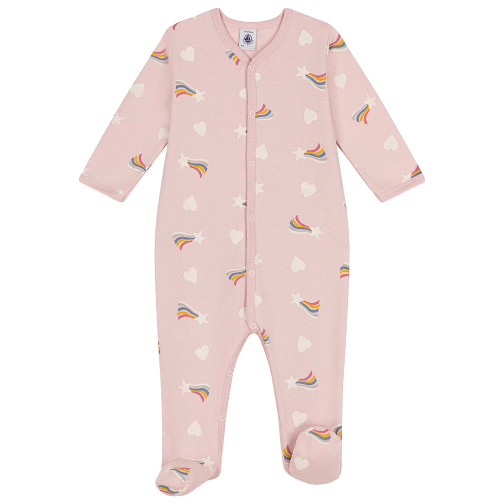 Petit Bateau Baby Pyjamas With Star And Heart Print Saline Pink