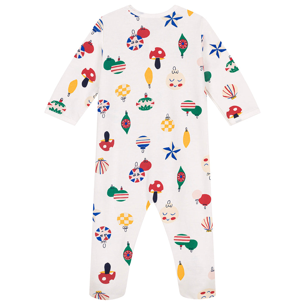 Petit Bateau Baby Pyjamas Holiday Print Marshmallow White