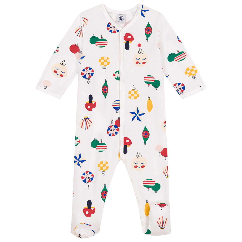 Petit Bateau Baby Pyjamas Holiday Print Marshmallow White