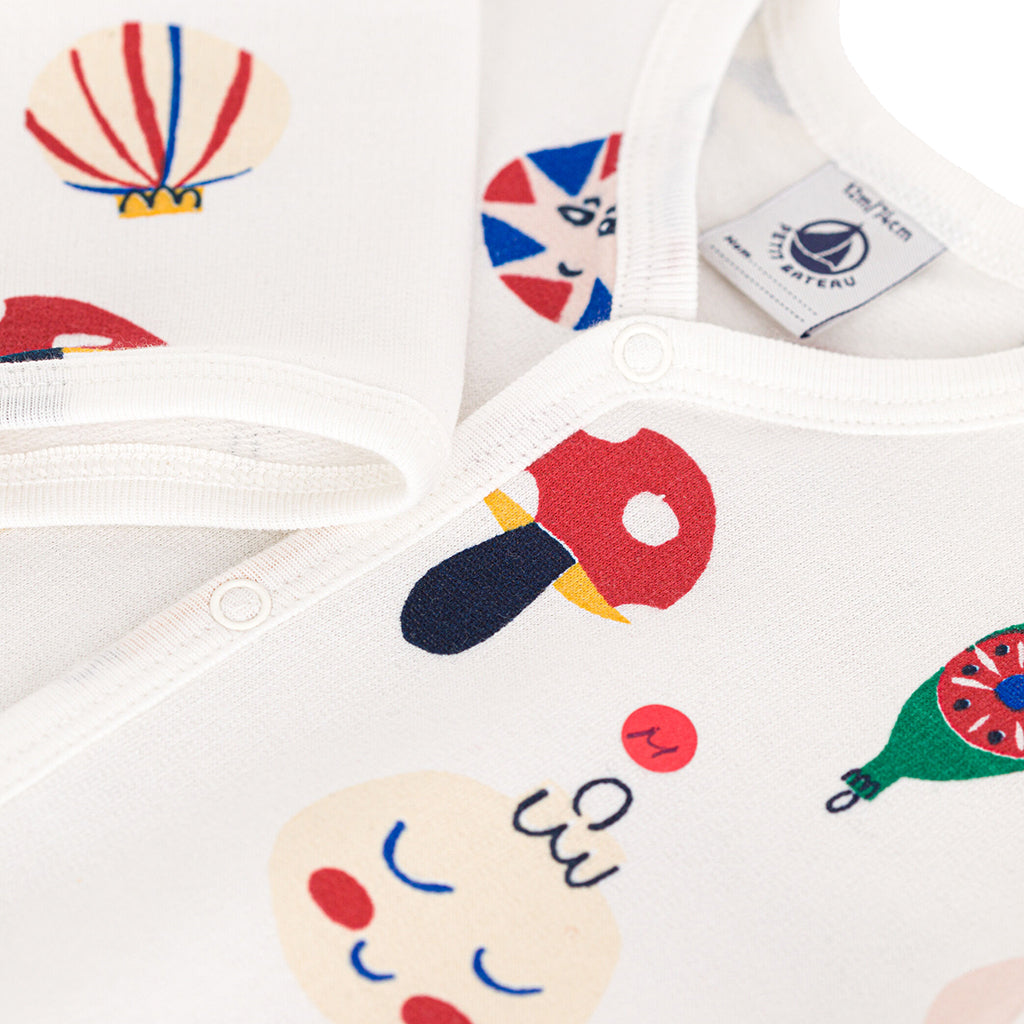 Petit Bateau Baby Pyjamas Holiday Print Marshmallow White