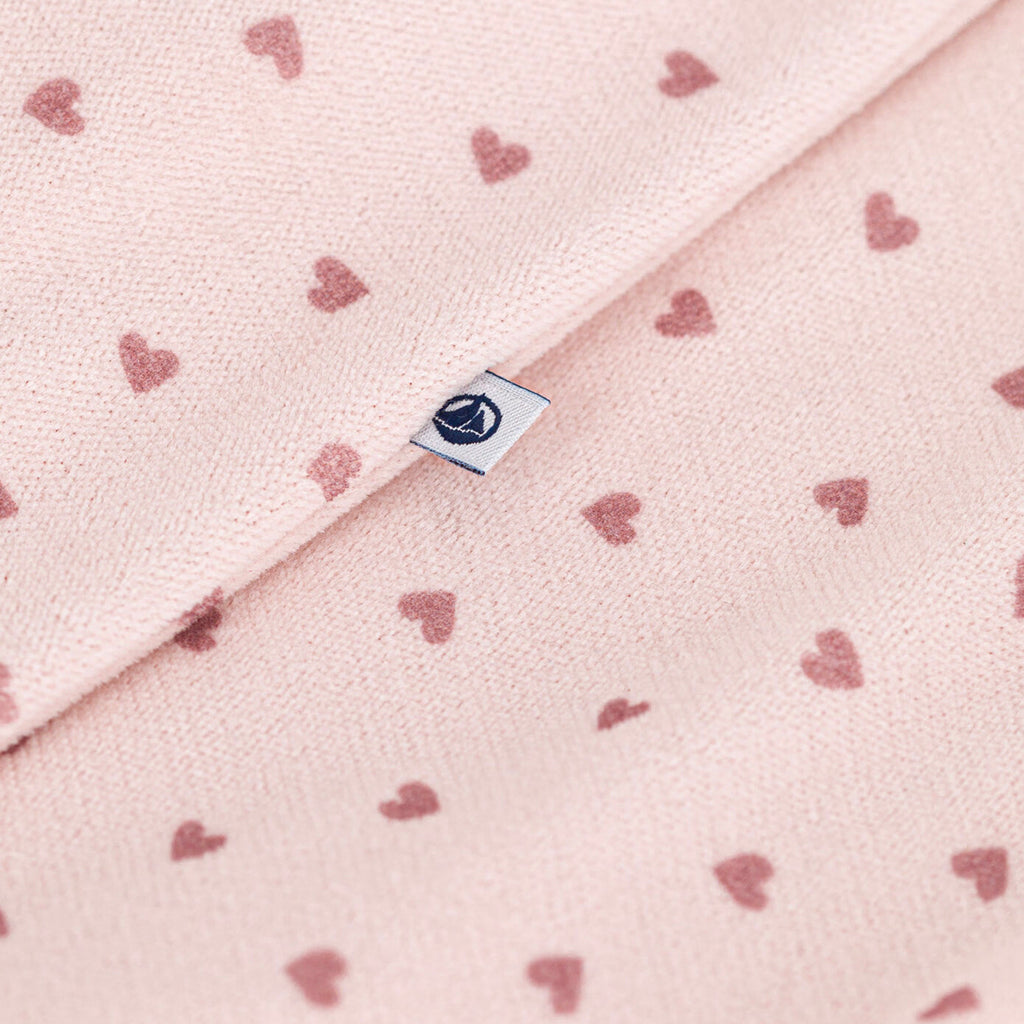Petit Bateau Baby Velour Bodyjama Pyjamas Mini Hearts Saline Pink