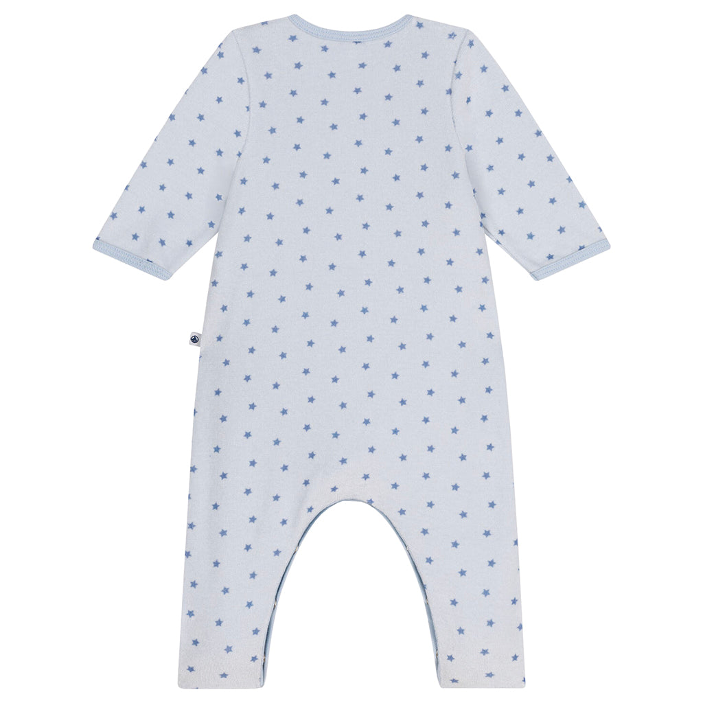 Petit Bateau Baby Velour Bodyjama Pyjamas Mini Stars Beach Blue