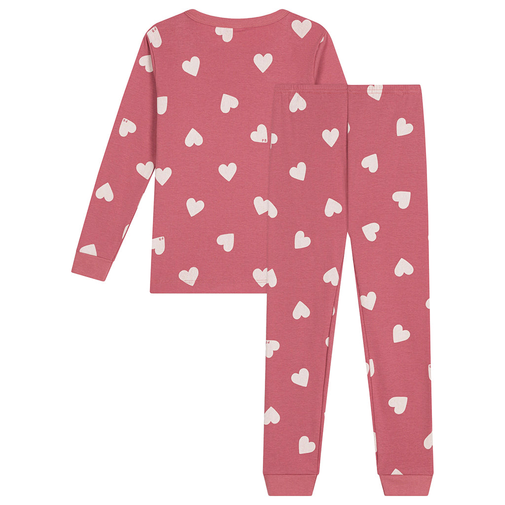 Petit Bateau Child Pyjamas Heart Print Rosewood Pink