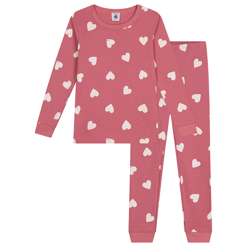 Petit Bateau Child Pyjamas Heart Print Rosewood Pink