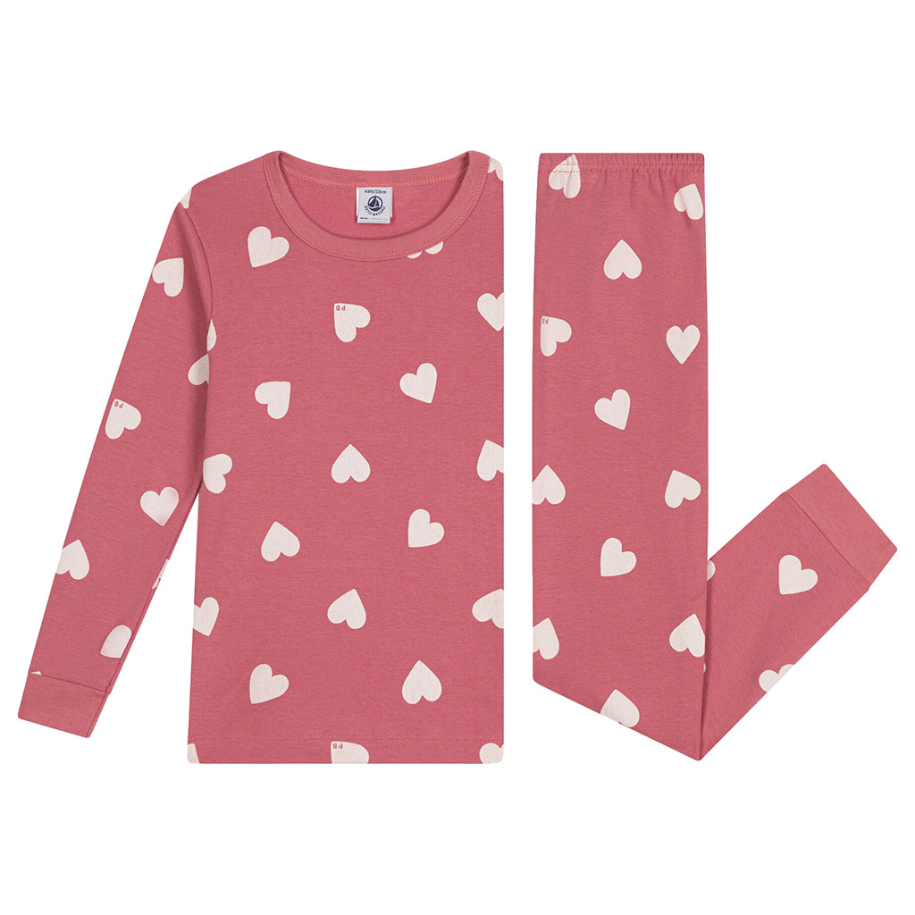 Petit Bateau Child Pyjamas Heart Print Rosewood Pink