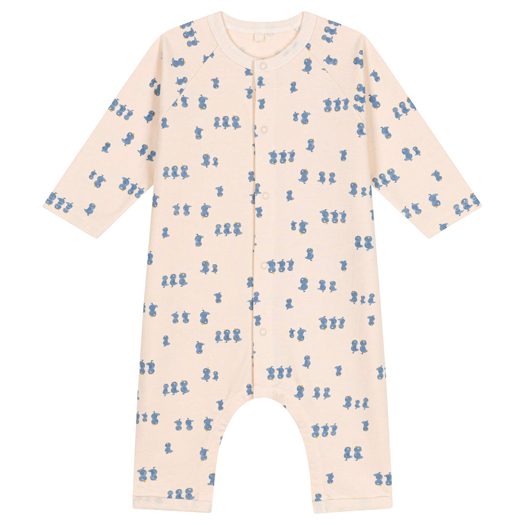 Petit Bateau Baby Jumpsuit With Chicks Print Avalanche Cream