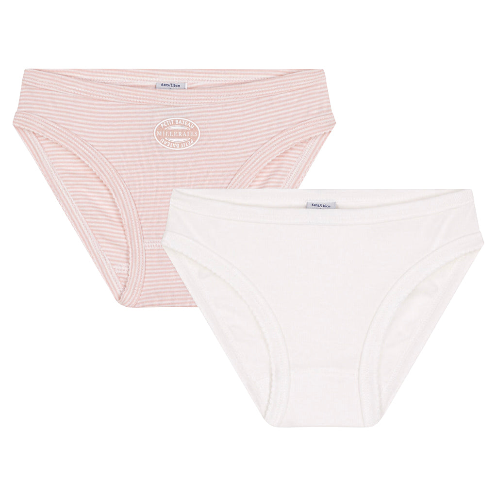 Petit Bateau Child Set Of Two Underwear Saline Pink Stripes