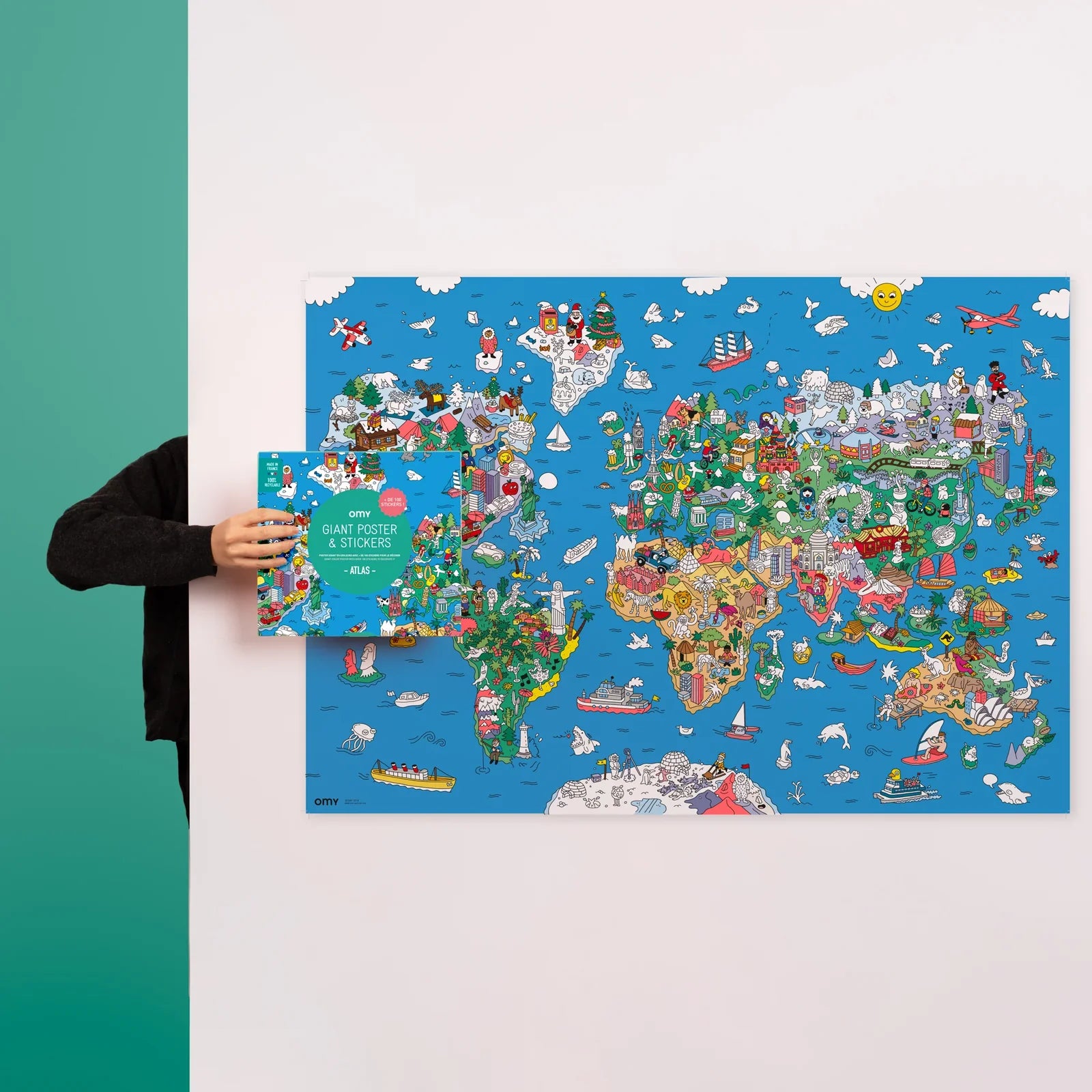 Omy School Giant Sticker Poster Atlas