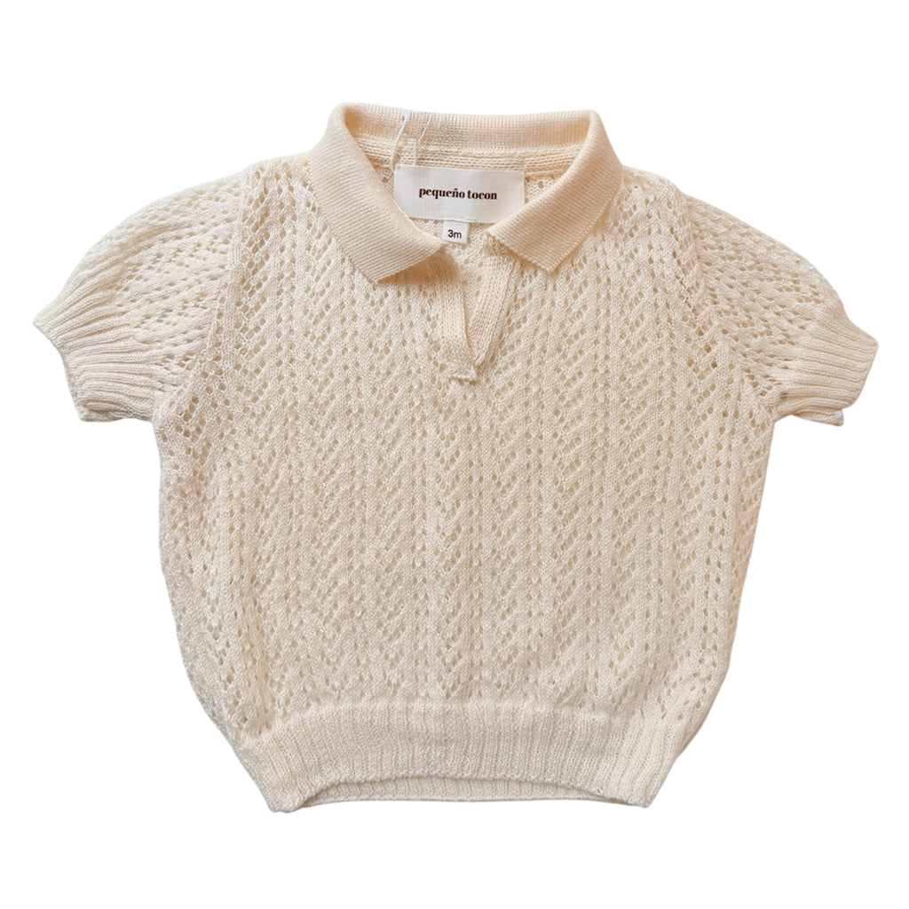 Pequeno Tocon Baby Colado Jersey Polo T-shirt Natural Cream