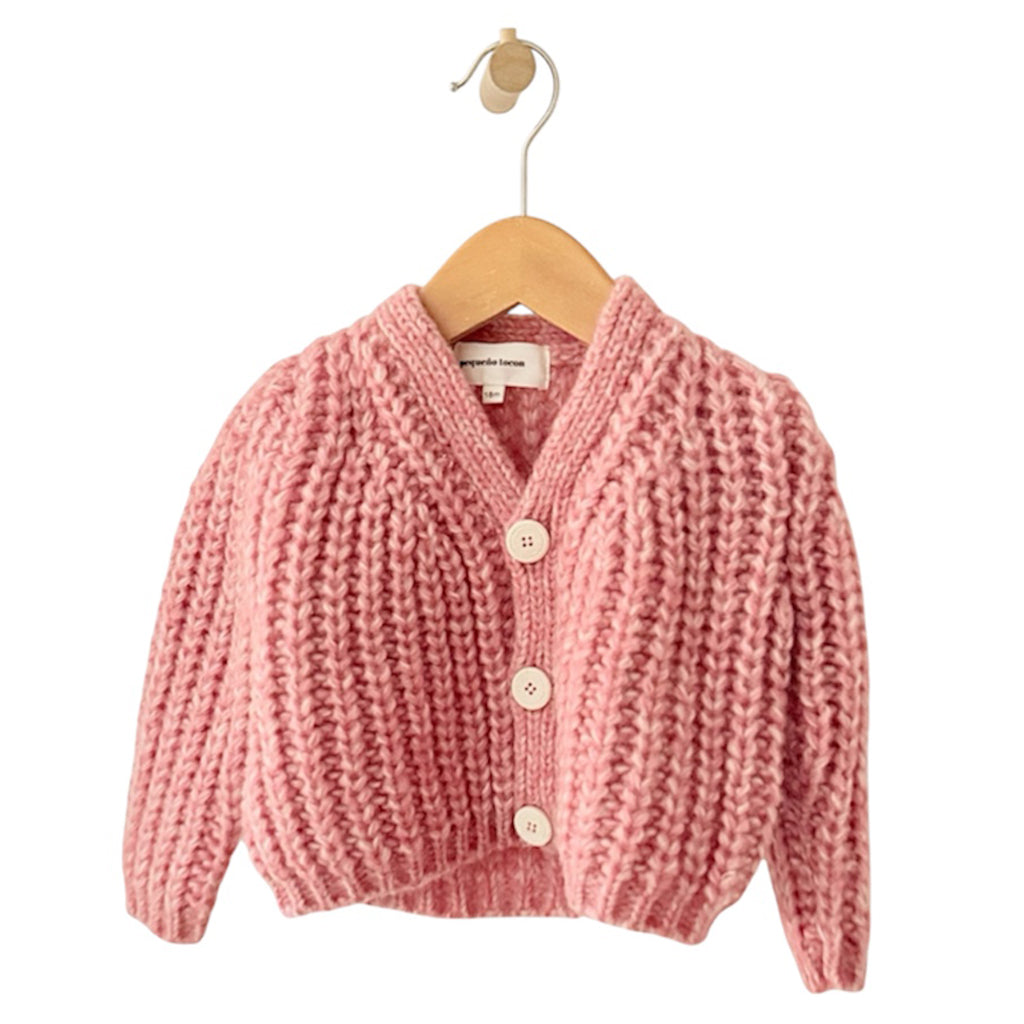 Pequeno Tocon Baby Fuzzy Cardigan Pink Melange