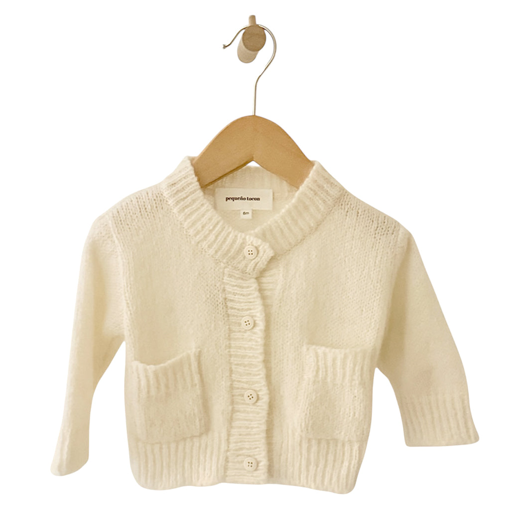 Pequeno Tocon Baby Hector Alpaca Cardigan Natural Cream