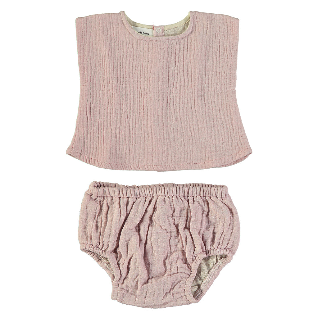 Pequeno Tocon Baby Muselina Two Piece Set Pink Melange