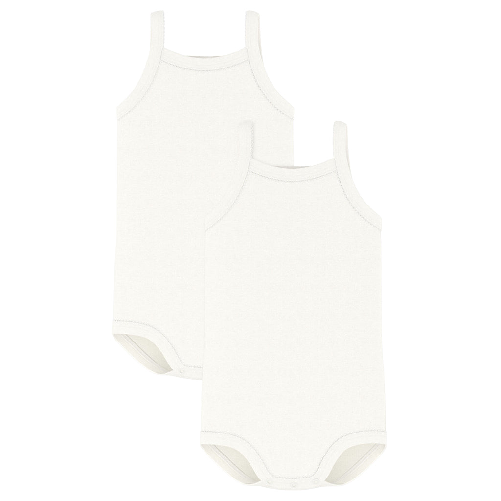 Petit Bateau Baby Set Of Two Bodysuits With Straps White