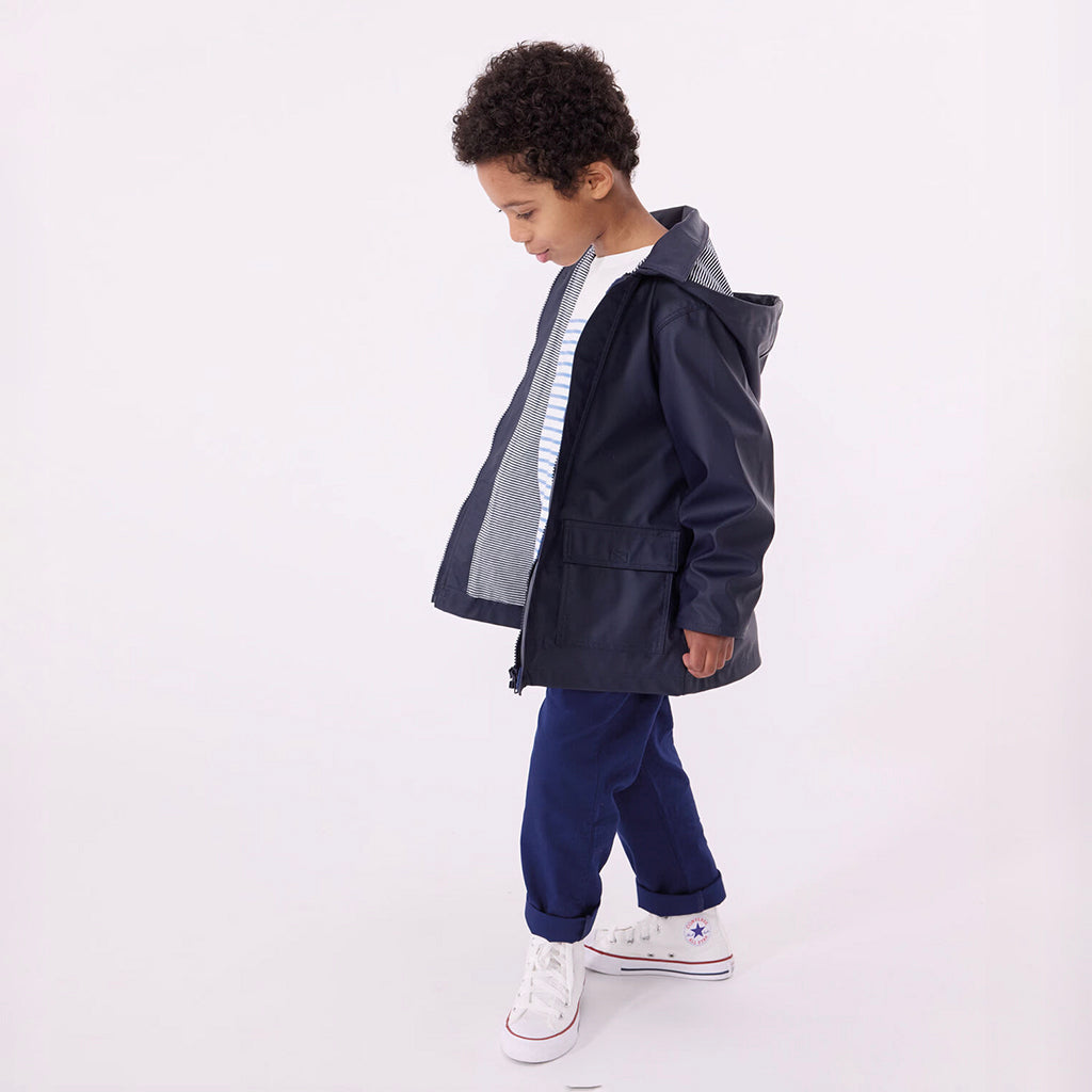 Petit Bateau Child Iconic Raincoat Tuxedo Navy Blue