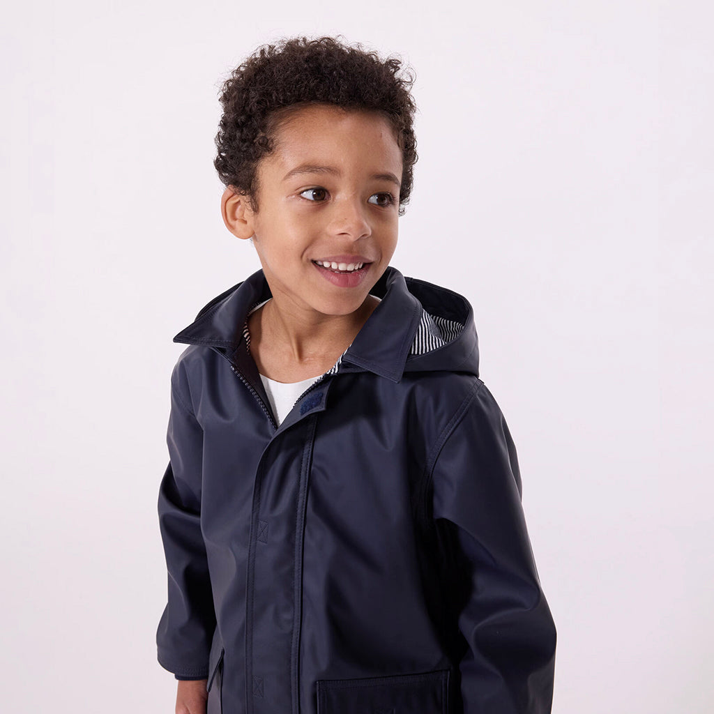 Petit Bateau Child Iconic Raincoat Tuxedo Navy Blue