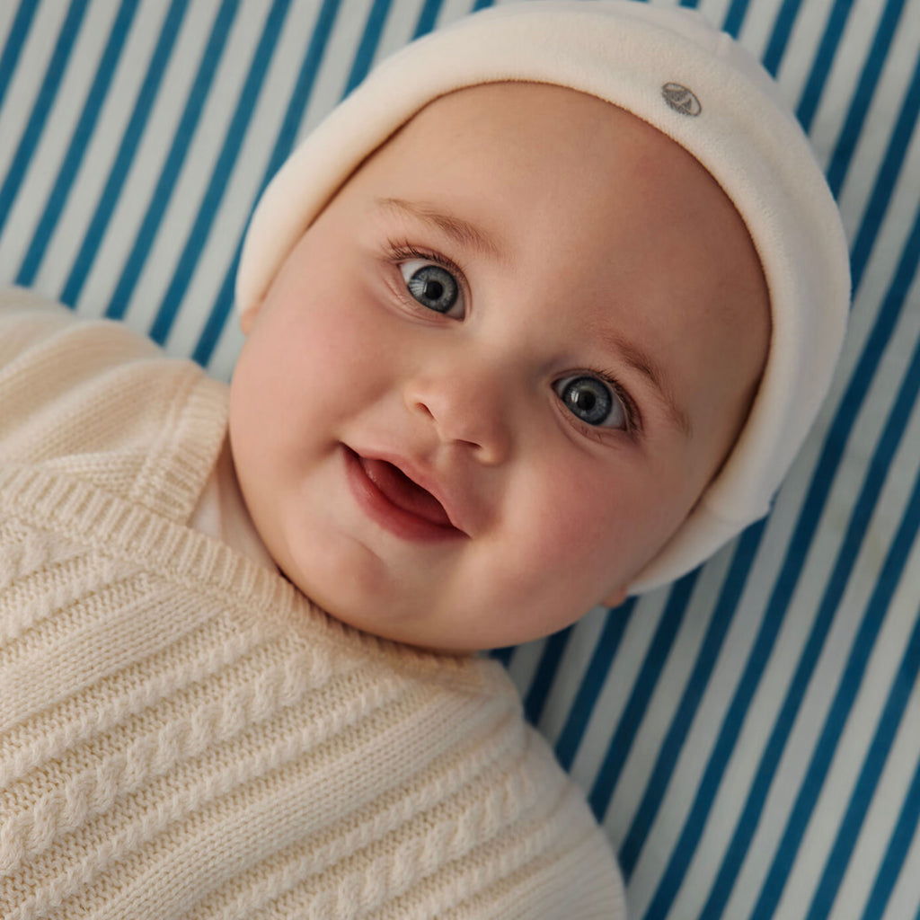 Petit Bateau Baby Velour Hat Marshmallow White