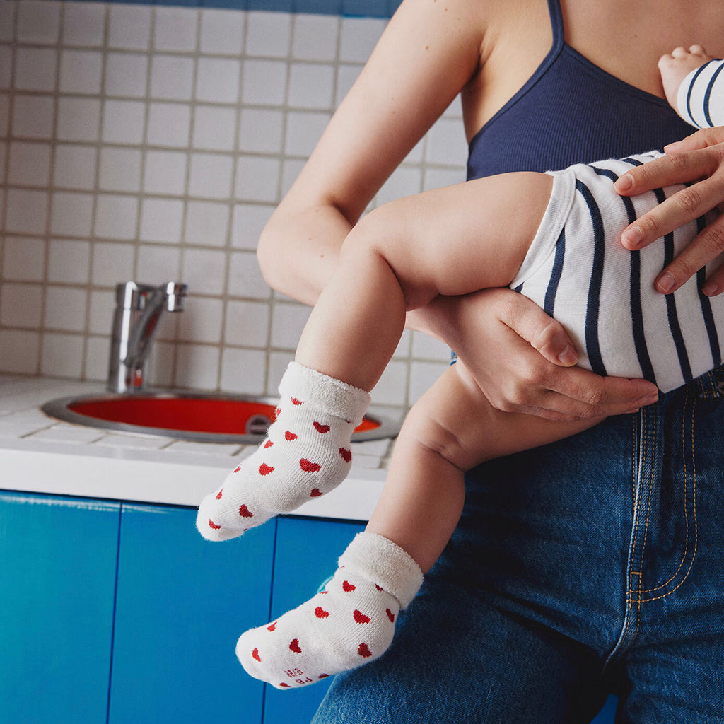 Petit Bateau Baby Set Of 2 Socks White With Red Hearts