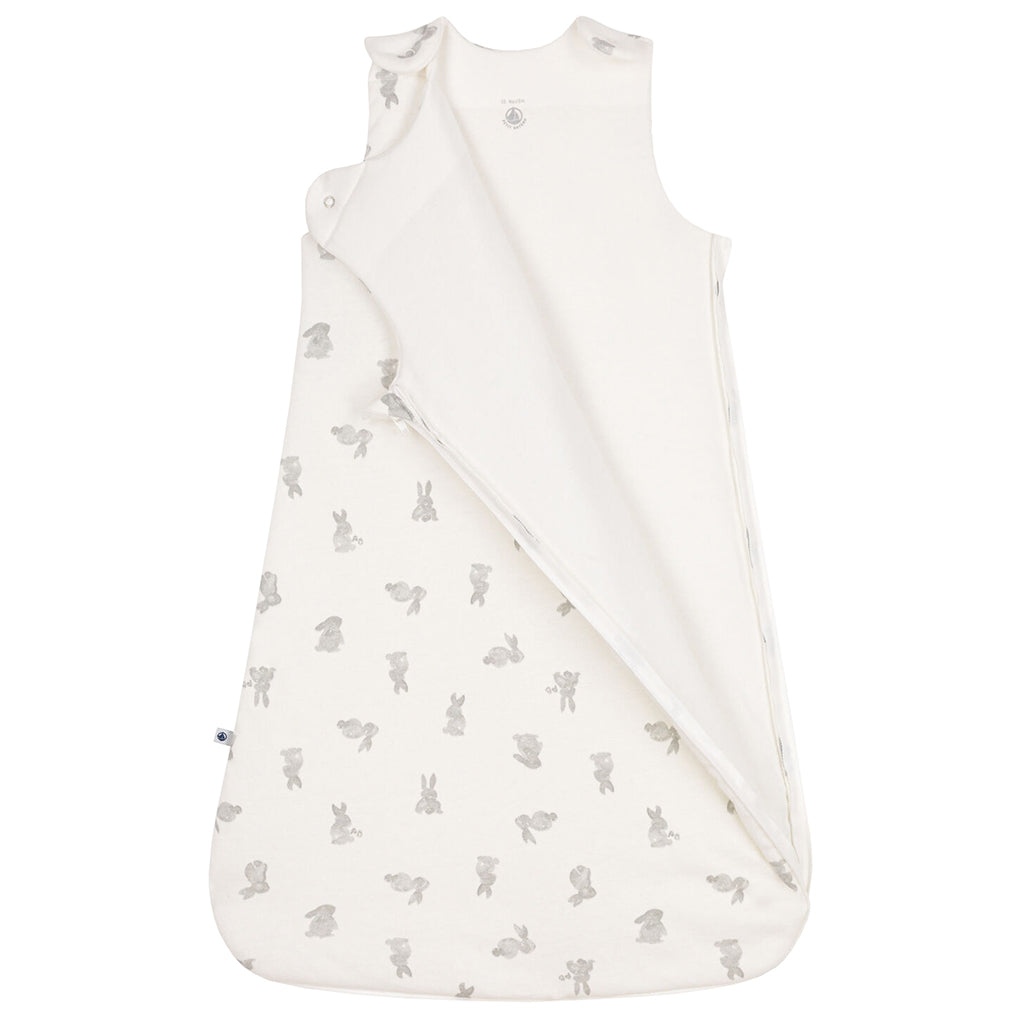 Petit Bateau Baby Tog 2 Sleepsac Marshmallow White With Grey Bunny Print