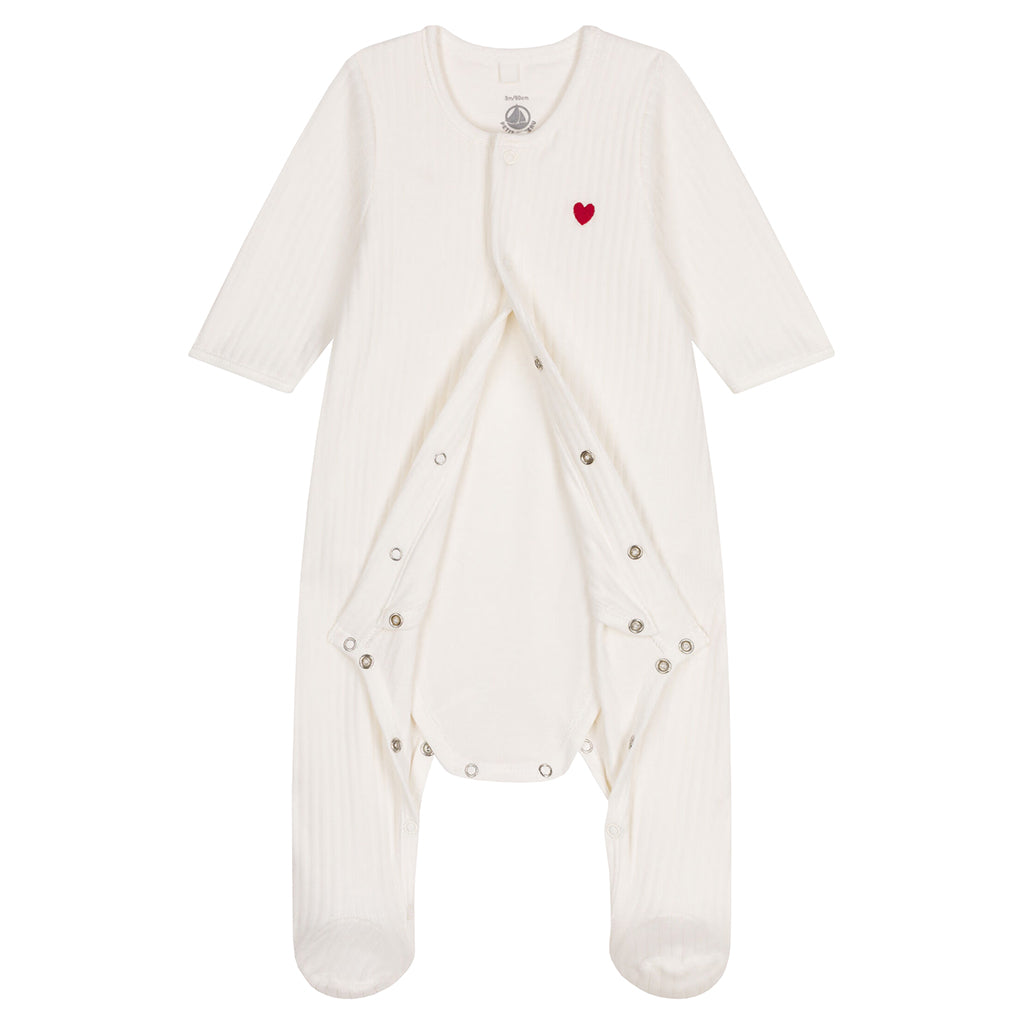 Petit Bateau Baby Velvet Bodyjama Pyjamas White