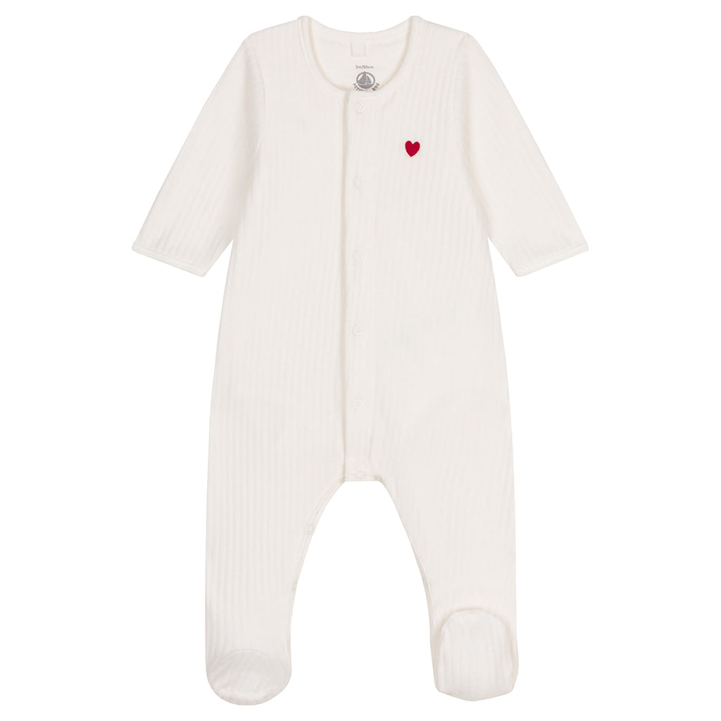 Petit Bateau Baby Velvet Bodyjama Pyjamas White