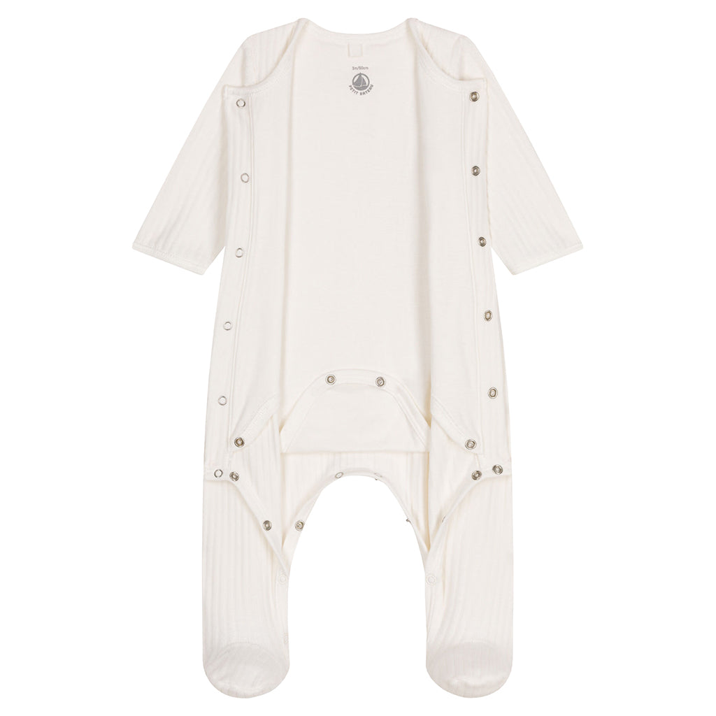 Petit Bateau Baby Velvet Bodyjama Pyjamas White
