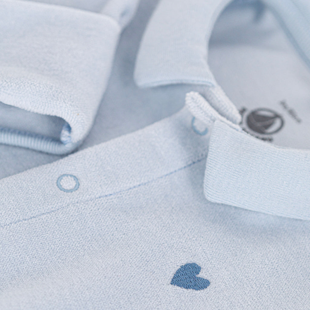 Petit Bateau Baby Velour Collared Pyjamas Gum Blue