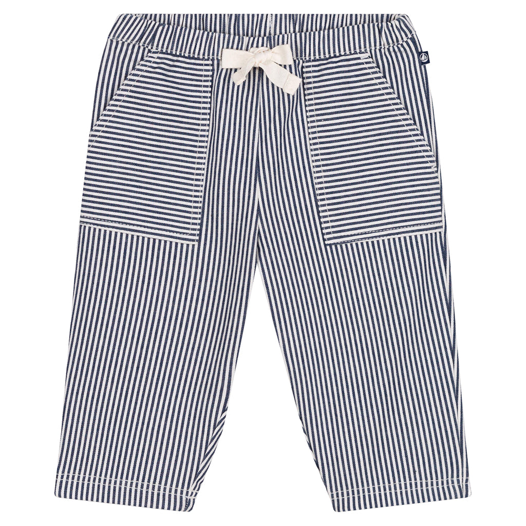 Petit Bateau Baby Canvas Pants Medieval Blue Stripes