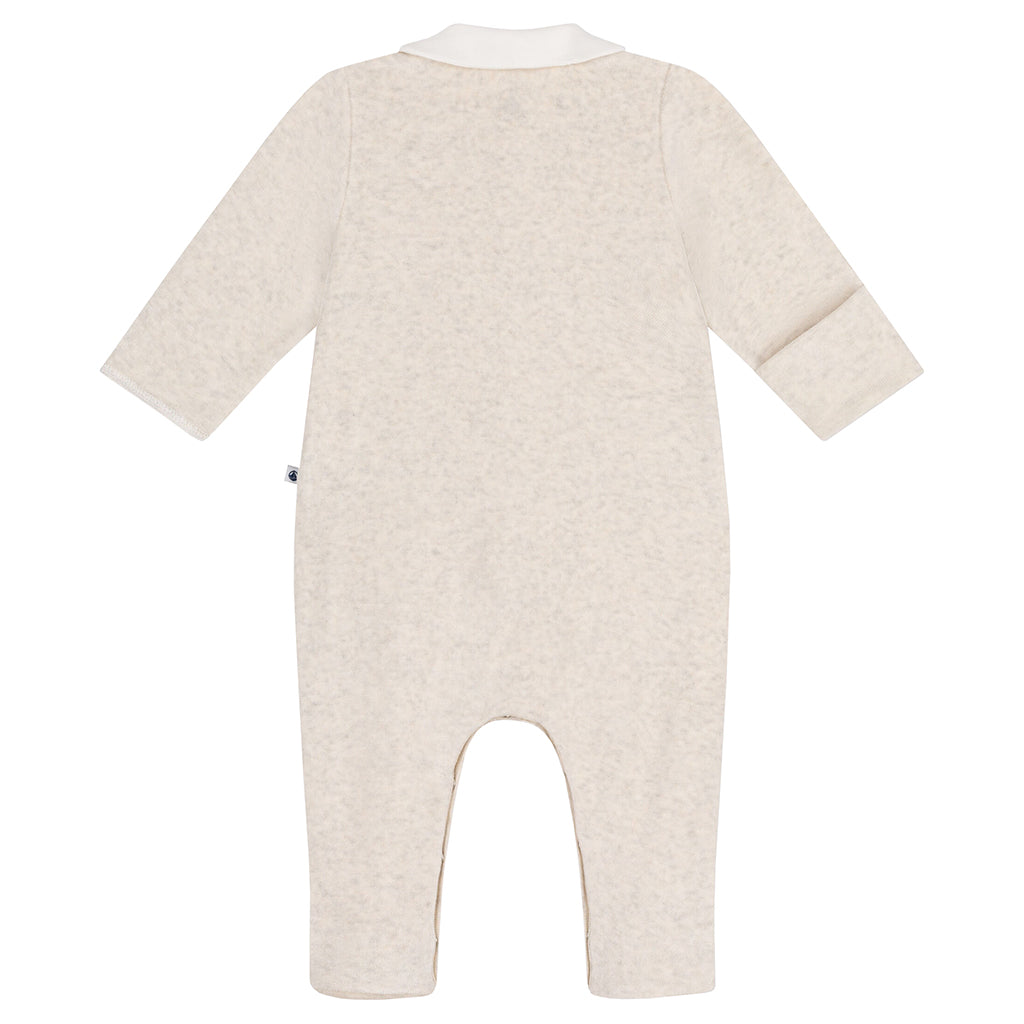 Petit Bateau Baby Velvet Collared Pyjamas Montelimar Beige